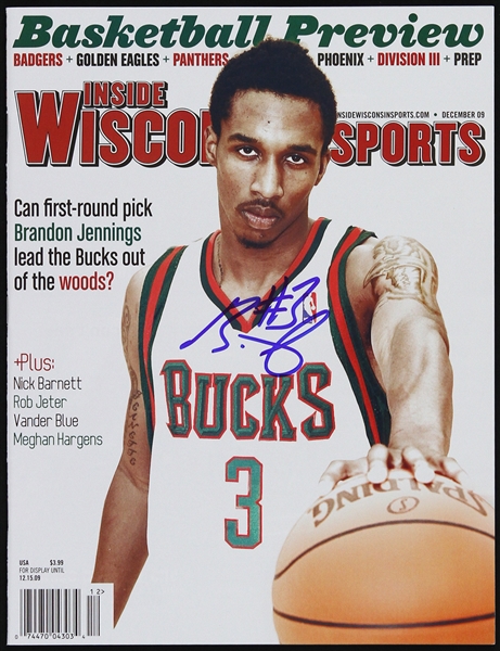 2009 Brandon Jennings Milwaukee Bucks Signed Inside Wisconsin Sports (JSA)