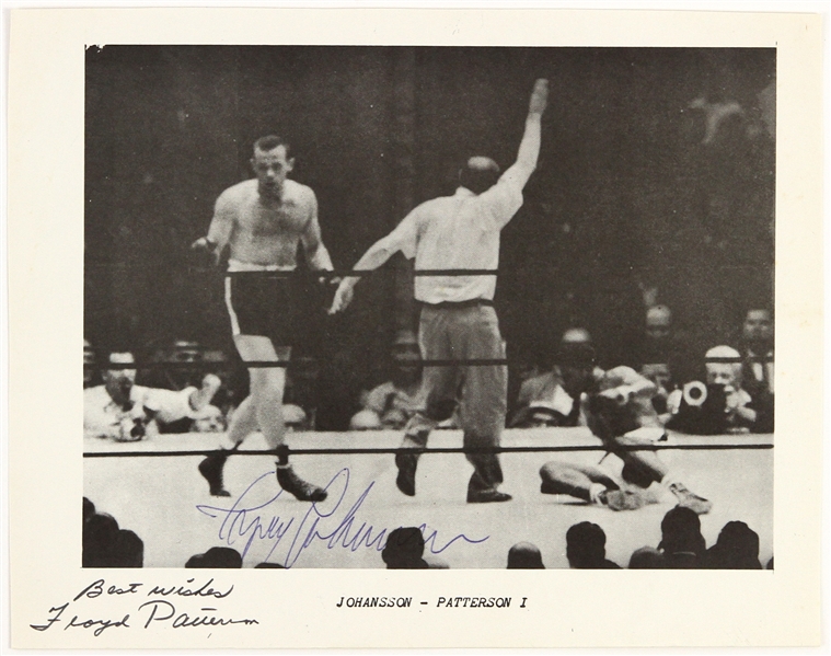 1959 Ingemar Johansson / Floyd Patterson Heavyweight Championship Signed 8x10 B&W Photo (JSA)