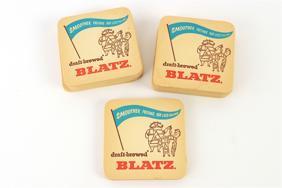1959 Blatz Beer Smoother, Fresher, Far Less Filling Bar Coasters - Lot of 33