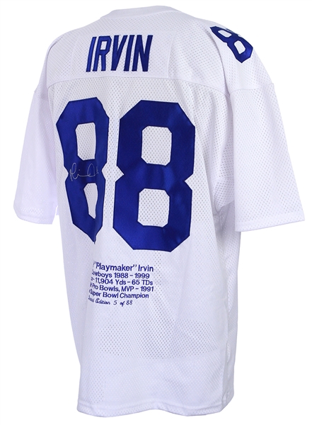 1990s  Michael Irvin Dallas Cowboys Signed Embroidered Career Accomplishments Jersey (Player Hologram/Mrak Sports) 5/89