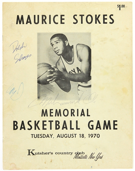 1970 Maurice Stokes Memorial Basketball Game Multi Signed Program w/ 6 Signatures Including Muhammad Ali, Dolph Schayes, Cazzie Russell & More (JSA/Beckett LOA)