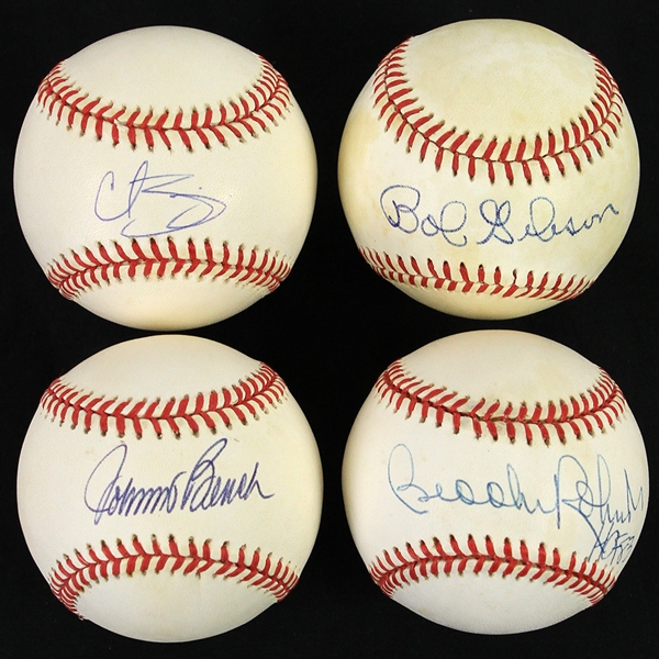 1980s-2000s Signed Baseball Collection - Lot of 4 w/ Johnny Bench, Bob Gibson, Brooks Robinson & Curt Schilling (JSA)