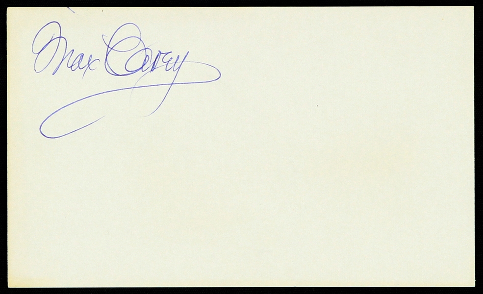1950s Max Carey Pittsburgh Pirates Signed 3" x 5" Index Card (JSA)