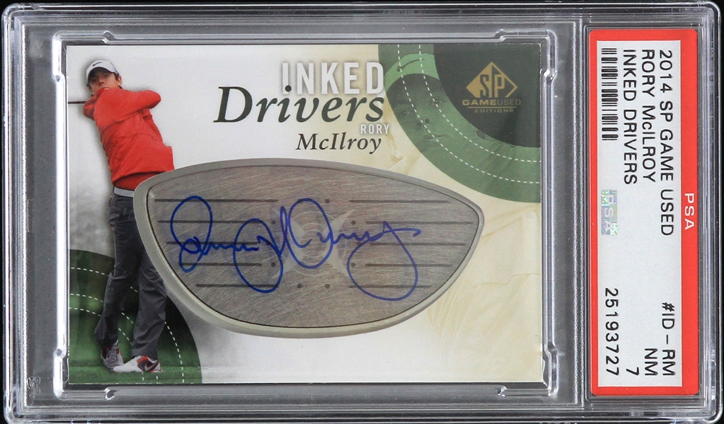 2014 Rory McIlroy SP Game Used Inked Drivers Trading Card (PSA Slabbed NM 7)