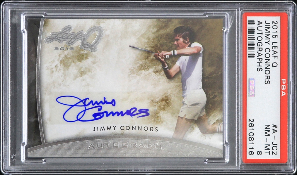 2015 Jimmy Connors Signed Leaf Q Autograph Trading Card (PSA Slabbed NM-MT 8)