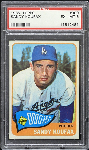 1965 Sandy Koufax Los Angeles Dodgers Topps #300 Trading Card (PSA Slabbed EX-MT 6)
