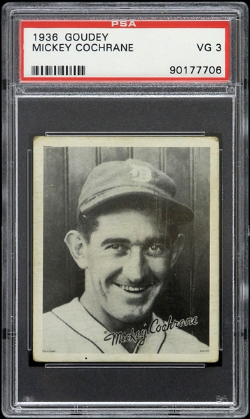 1936 Mickey Cochrane Detroit Tigers Goudey Trading Card (PSA Slabbed VG 3)