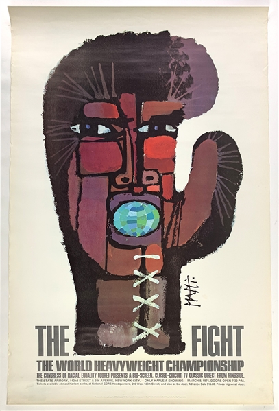 1971 (March 8) Muhammad Ali Joe Frazier World Heavyweight Title Fight 30" x 44" Closed Circuit Poster