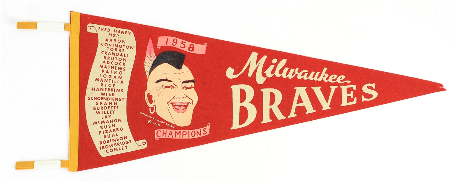 1958 Milwaukee Braves Champions 28" Pennant 