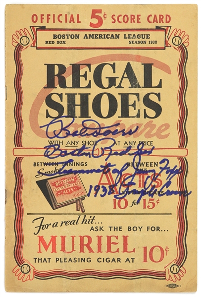 1938 Bobby Doerr Boston Red Sox Signed Official Score Card (JSA)