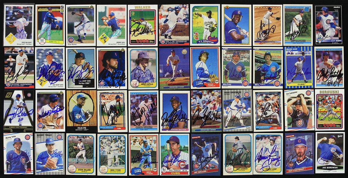 1970s-2000s Chicago Cubs Signed Trading Card Collection - Lot of 200 w/ Andre Dawson, Mark Grace, Don Zimmer, Rick Sutcliffe & More