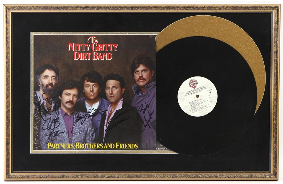 1985 Nitty Gritty Dirt Band Signed Partners Brothers & Friends 17" x 27" Framed Record (JSA)