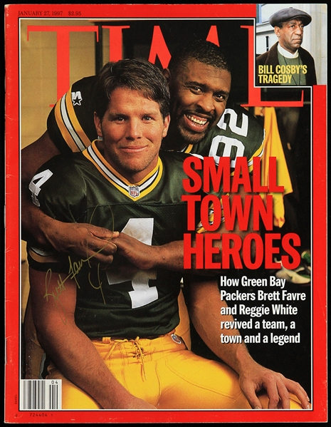 1997 Brett Favre Green Bay Packers Signed Time Magazine (JSA)