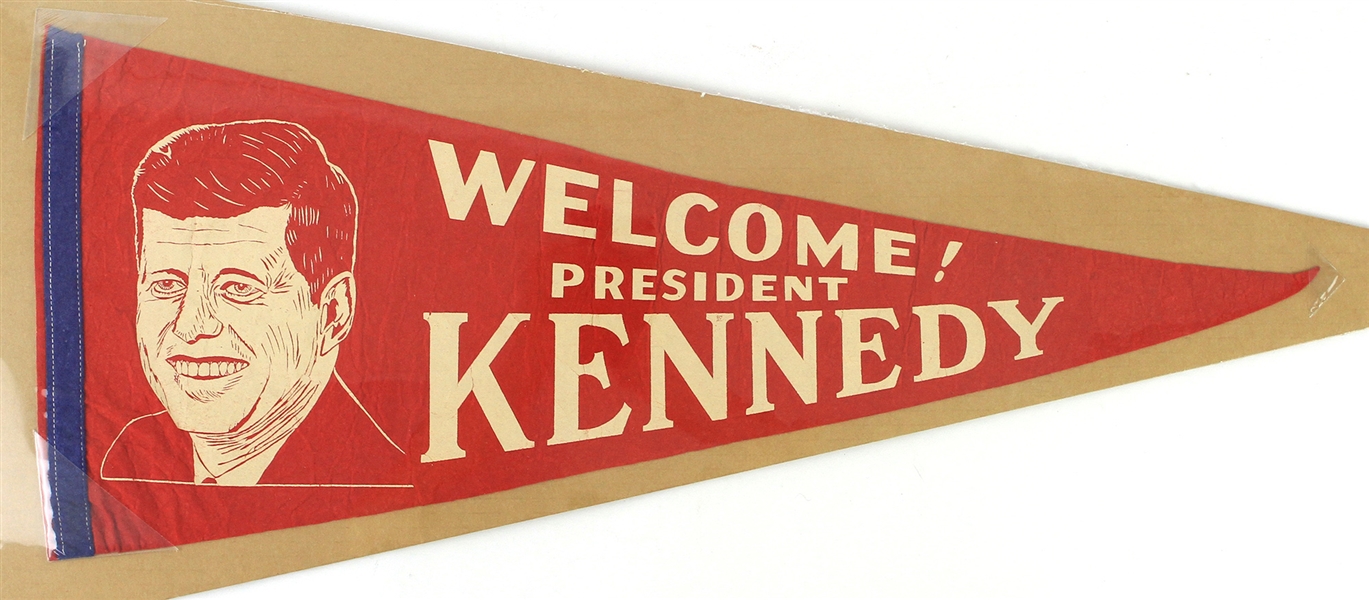 1961 John F. Kennedy "Welcome! President Kennedy" 28" Pennant 