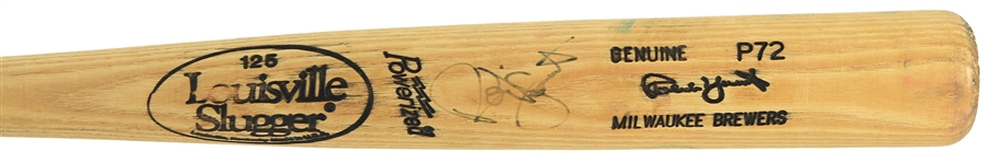 1991-93 Robin Yount Milwaukee Brewers Signed Louisville Slugger Professional Model Game Used Bat (MEARS A7/JSA)