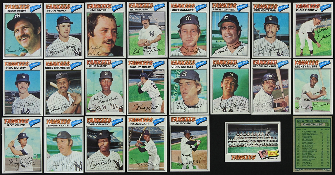 1977 New York Yankees Topps Burger King Trading Cards - Team Set of 23 Cards