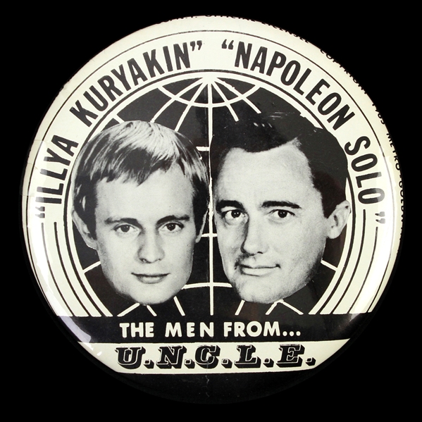 1965 The Men From U.N.C.L.E. "Illya Kuryakin Napoleon Solo" 6" Pinback Button