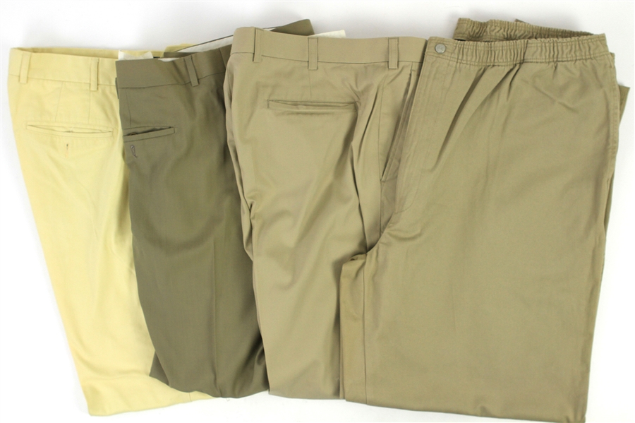 2000s William Shatner Worn Khaki & Suit Pants Collection - Lot of 4 w/ Willis & Geiger, Bobby Jones, Protagonist & Faconnable (Shatner LOA/MEARS LOA)