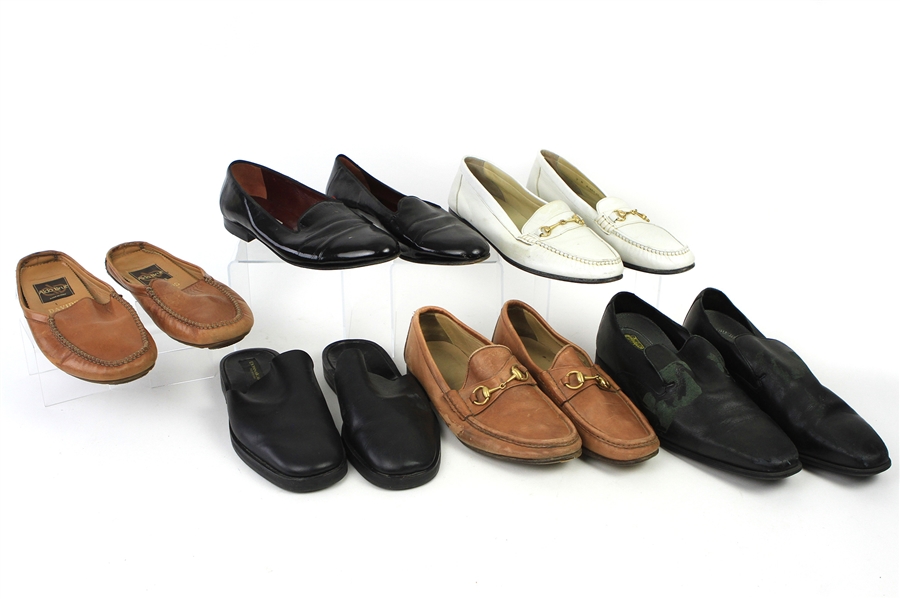 1980s-1990s William Shatner Worn Leather Loafer & Slip On Collection - Lot of 6 Pairs w/ Donna Karan, Aldo Brue, Gucci, Bally & Cole Haan (Shatner LOA/MEARS LOA)