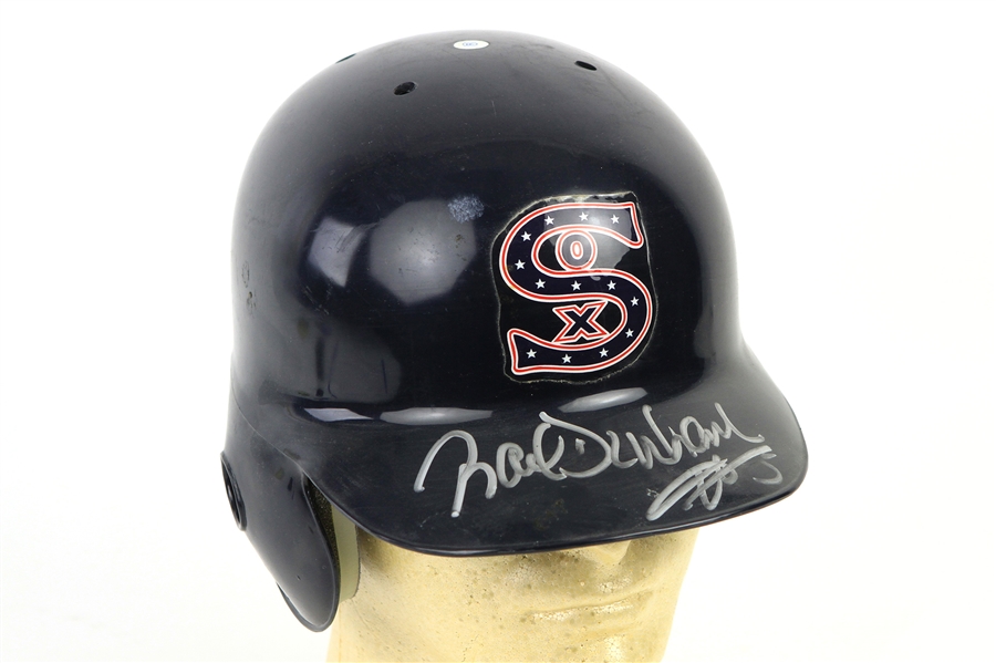 1997 (June 16) Ray Durham Chicago White Sox Signed Game Worn Throwback Batting Helmet (MEARS LOA/JSA)