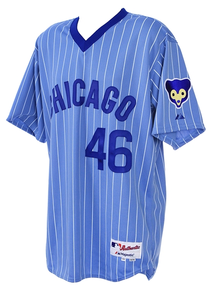 2014 (July 27) Pedro Strop Chicago Cubs Game Worn 1978 Throwback Road Jersey (MEARS LOA/MLB Hologram)