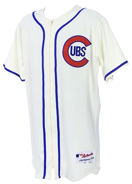 2014 (May 18) Gary Jones Chicago Cubs Game Worn 1937 Throwback Home Jersey (MEARS LOA/MLB Hologram)