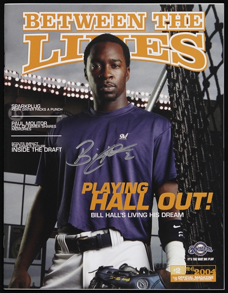 2004 Bill Hall Milwaukee Brewers Signed Between the Lines Magazine (JSA)