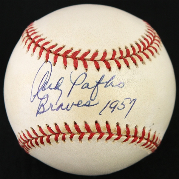 1995-99 Andy Pafko Milwaukee Braves Signed & Inscribed "Braves 1957" ONL Coleman Baseball (*JSA*)