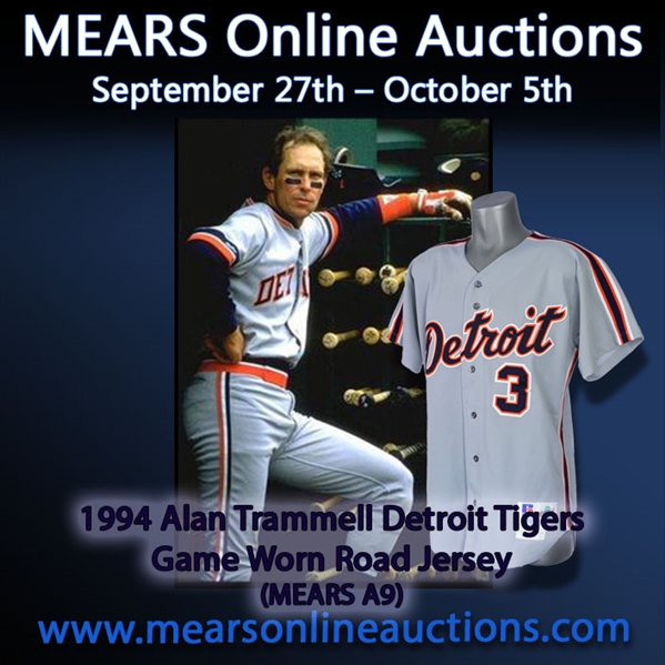 1994 Alan Trammell Detroit Tigers Game Worn Road Jersey (MEARS A9)
