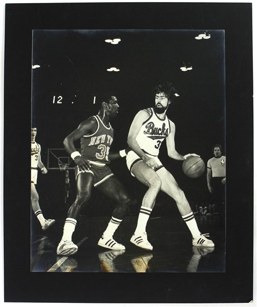1970s-90s NBA Memorabilia Collection - Lot of 10 w/ Matted Photos, Topps Hall of Fame Uncut Trading Card Sheets & More