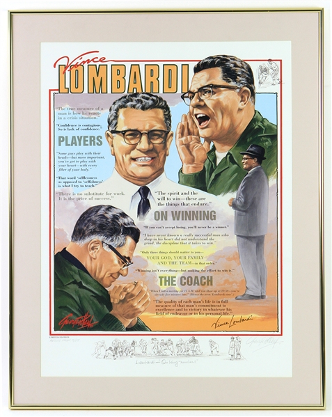 1990s Vince Lombardi Green Bay Packers 25" x 32" Artist Signed Artist Proof Lithograph 4/55