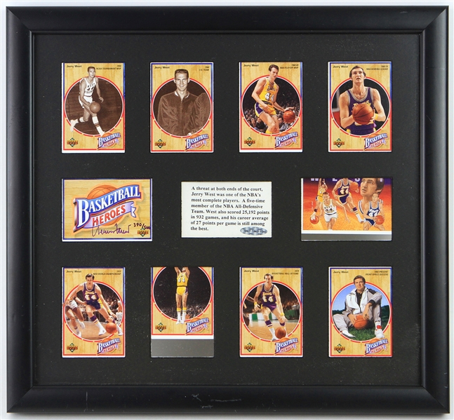 1992 Jerry West Los Angeles Lakers 15" x 16" Upper Deck Framed Display w/ Signed Trading Card (UDA) 390/500