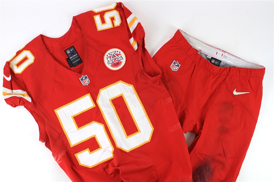 2013 Justin Houston Kansas City Chiefs Game Worn Home Uniform (MEARS A10)