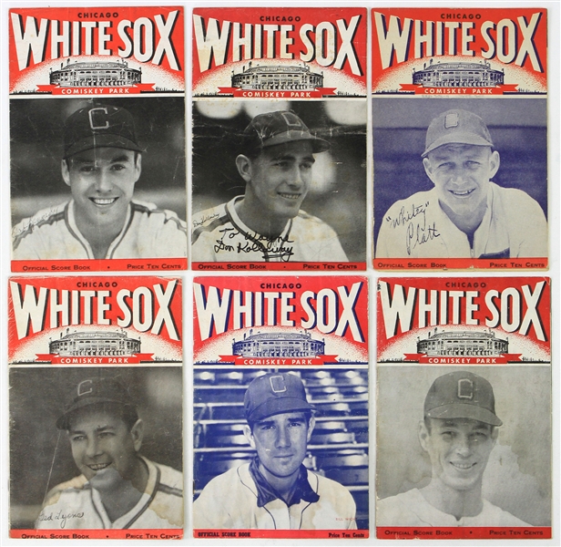 1946-47 Chicago White Sox Comiskey Park Program Collection - Lot of 6 w/ 1 Signed by Don Kolloway (JSA)