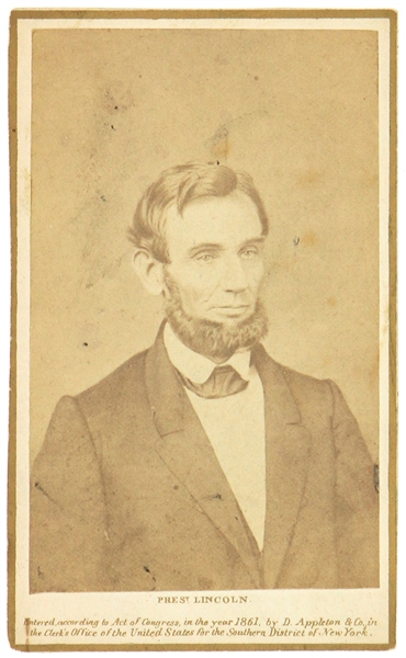 1861 Abraham Lincoln 16th President of the United States 2.5" x 4" CDV Photo Card