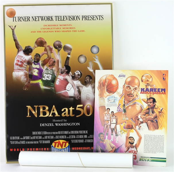 1980s-90s NBA Poster Collection - Lot of 9 w/ Kareem Abdul Jabbar, NBA at 50 27" x 39" Framed & More
