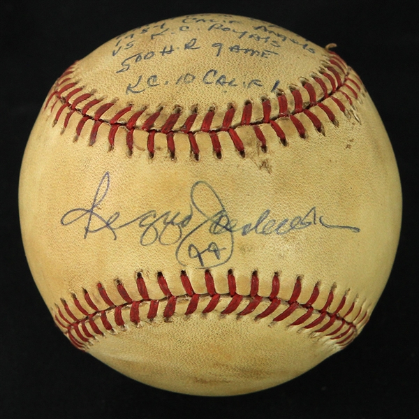 1984 (September 17) Reggie Jackson California Angels Signed OAL Brown Career HR #500 Game Used Baseball (MEARS LOA/JSA)