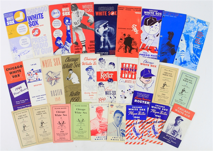 1933-70 Chicago White Sox Spring Training Rosters - Lot of 29