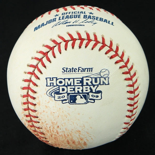 2009 Nelson Cruz Texas Rangers OML Selig HR Derby Used Baseball (MEARS LOA/MLB Hologram)