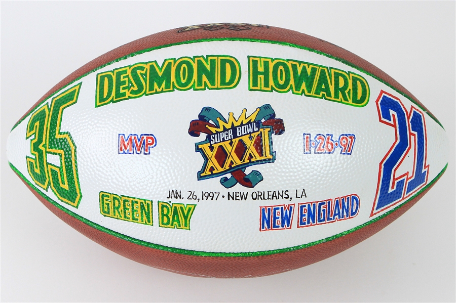 1997 Desmond Howard Green Bay Packers Signed ONFL Tagliabue Super Bowl XXXI MVP Painted Football (MEARS LOA/JSA)