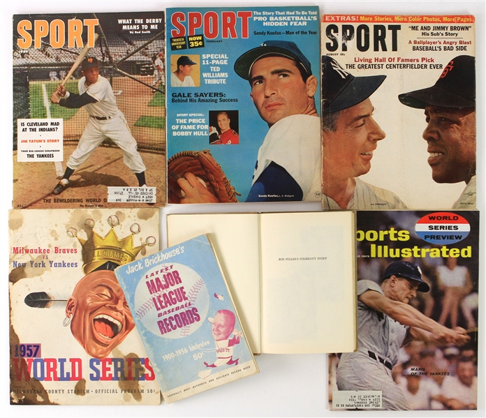 1947-66 Baseball Publication Collection - Lot of 7 w/ 1957 World Series Program, Sport Magazines & More