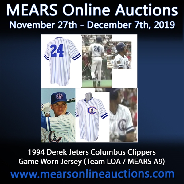 1994 Derek Jeter Columbus Clippers Game Worn Home Jersey (MEARS A9/Team Letter)