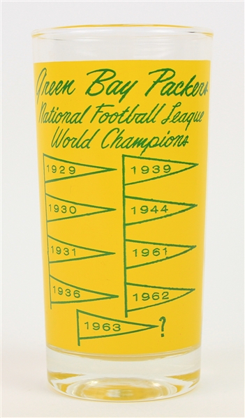 1963 Green Bay Packers NFL World Champions Drinking Glass