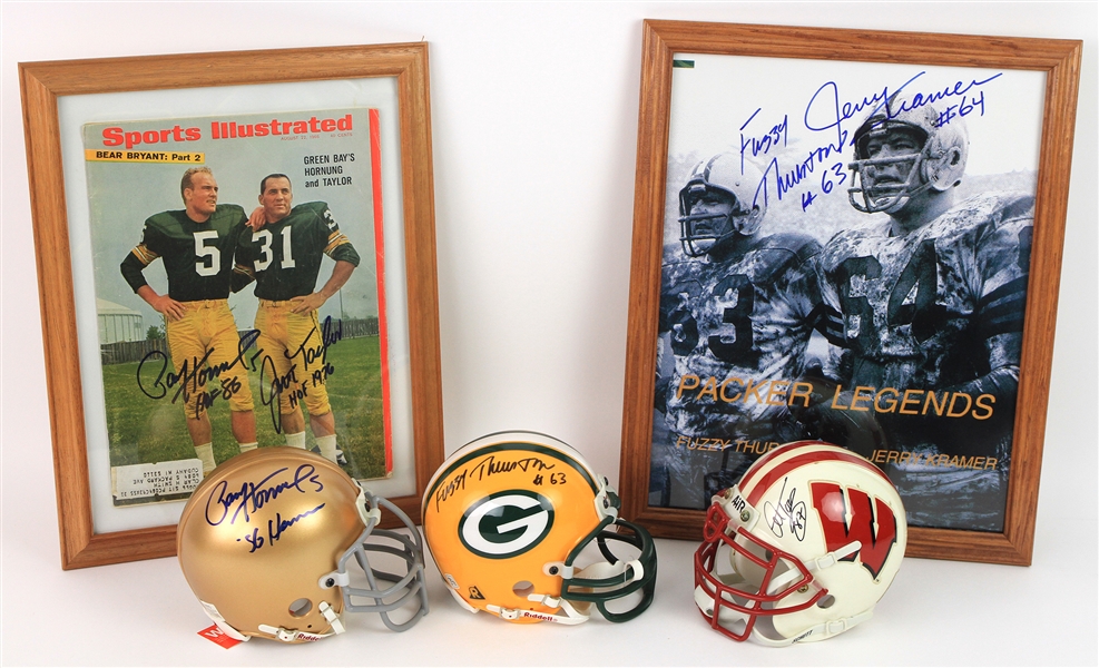 2000s Green Bay Packers Signed Mini Helmet & Framed Collection - Lot of 5 w/ Jim Taylor, Paul Hornung, Fuzzy Thurston, Jerry Kramer & More (JSA)