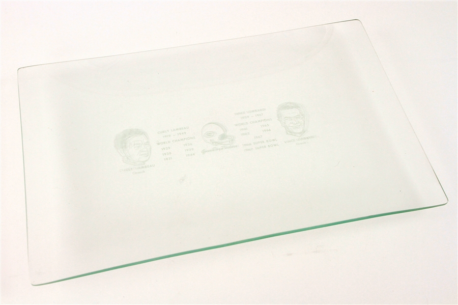 1967 Curly Lambeau Vince Lombardi Green Bay Packers 9.5" x 15.75" Glass Candy Dish