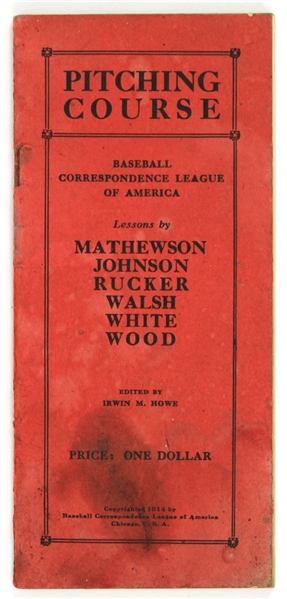 1914 Baseball Correspondence League of America Pitching Course Book w/ Walter Johnson, Christy Mathewson & More