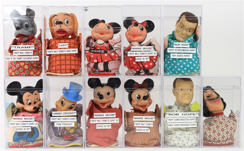 1970s Hand Puppet Collection - Lot of 25+ w/ Mickey Mouse, Minnie Mouse, Bob Hope, Howdy Doody, Gumby & More