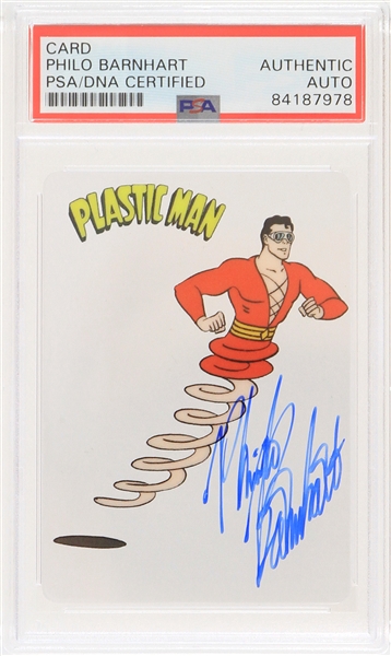 2019 Philo Barnhart Plastic Man Signed Animation Cell Trading Card (PSA Slabbed)