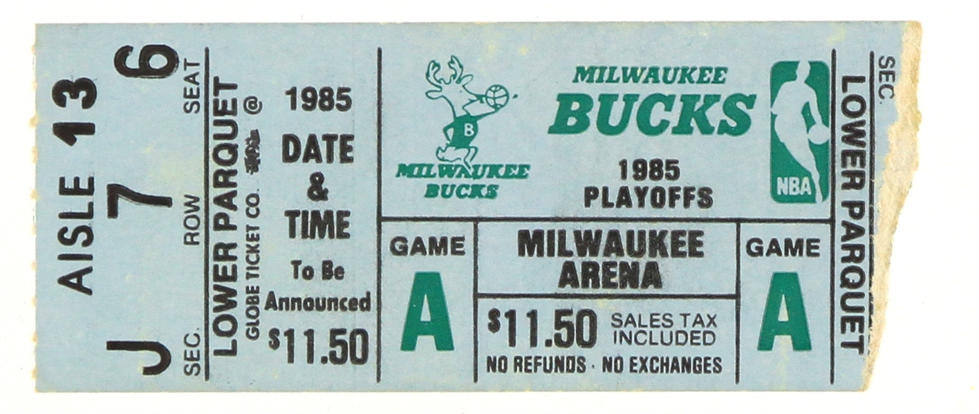 1985 (April 19) Michael Jordan Chicago Bulls First Ever Playoff Game Ticket Stub 