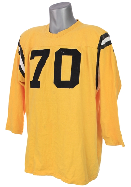 1960s Wilson #70 Yellow Durene Game Worn Football Jersey (MEARS LOA)